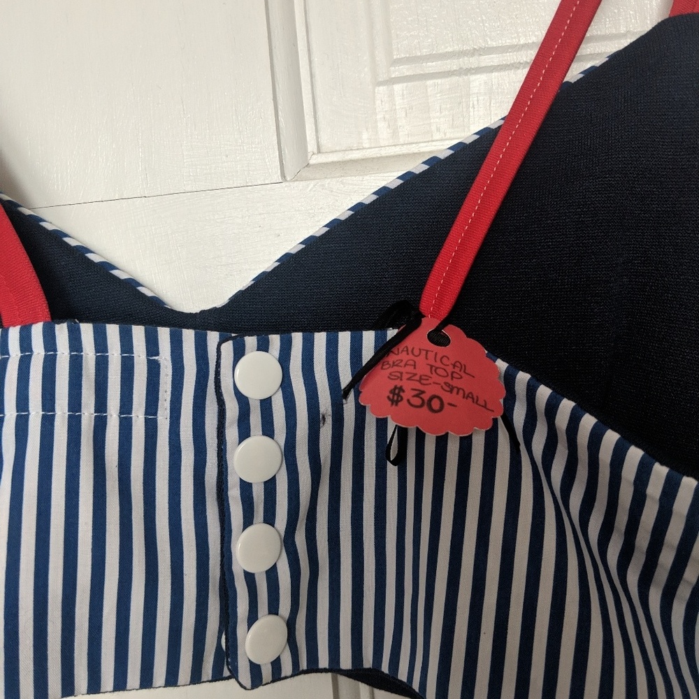 ✨1/kind NEW Nautical Cotton Bralette✨ - Picture 2 of 6